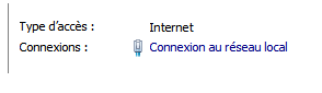 Texte de remplacement généré par une machine : Type d’accès: Connexions: Internet Connexion au réseau local